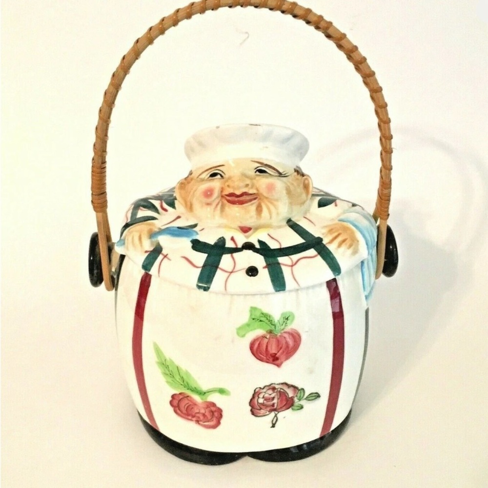 Vtg Chadwick English Biscuit
Cookie Jar w/ Handle Jolly Chef
Baker Royal Sealy